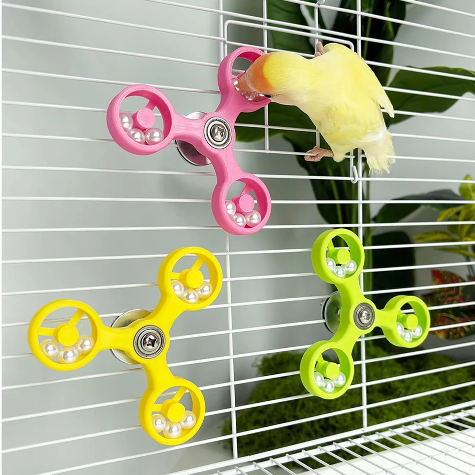 Bird Interactive Spinner Wheel Toy Parrot Cage Accessory Mental Enrichment Play Toy for Budgie Parakeet Cockatiel Conure Parrots