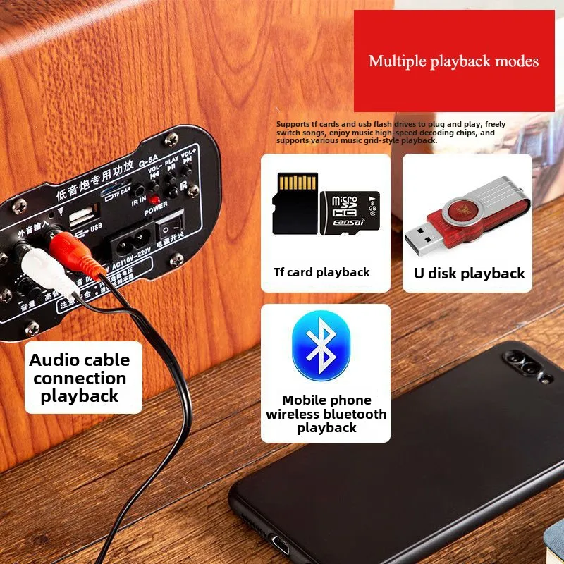 مضخم صوت تحميل السيارة سماعة لاسلكية تعمل بالبلوتوث 12 فولت 24 فولت فان ستيريو 220 فولت مكبر صوت منزلي USB نشط