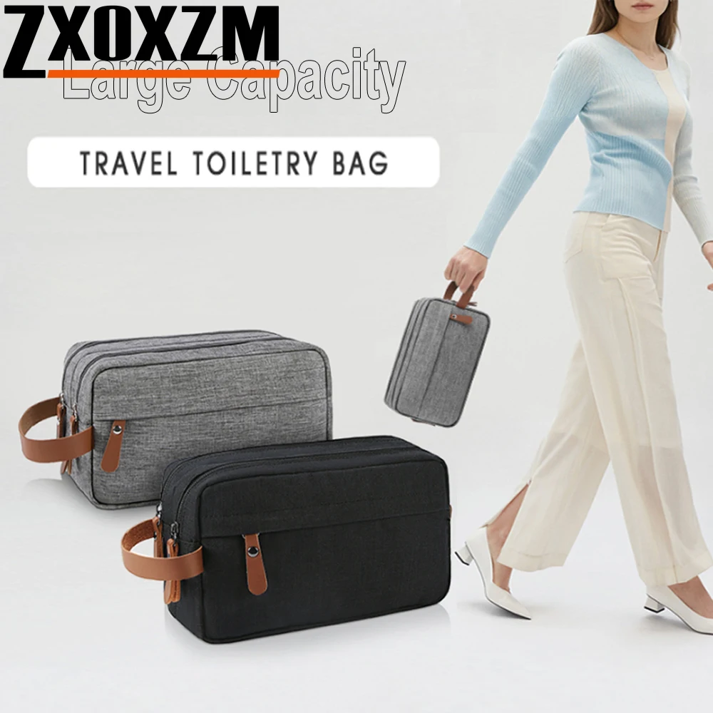 1Pcs Travel Toiletry Bag Men Women Water-Resistant Oxford Cloth Portable Shaving Dopp Kit Multifunctional Cosmetic Organizer