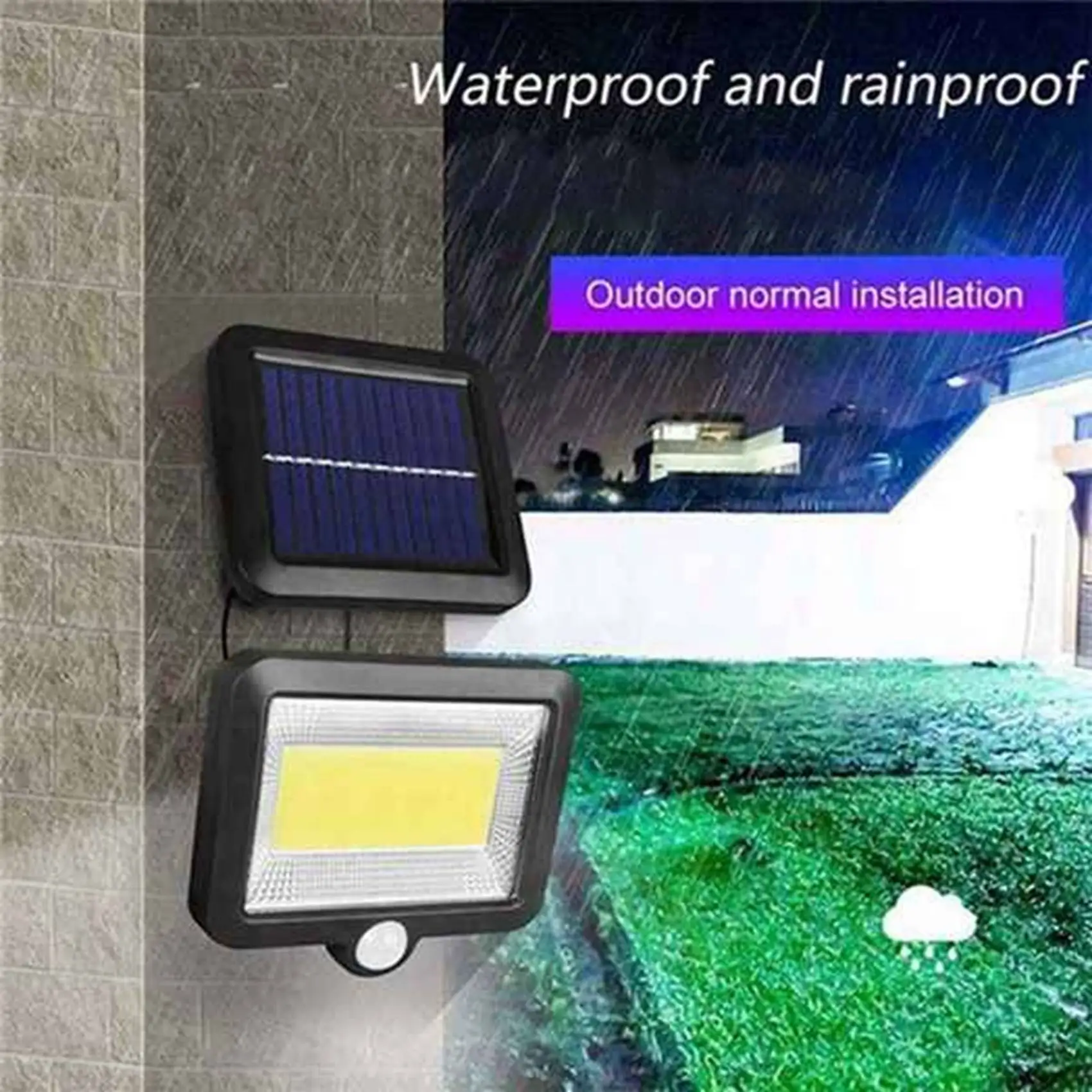 ABMS-3X 100 LED COB Waterproof IP65 Super Bright Solar Motion Sensor Light Wall Light Garden Outdoor High Brightness Light