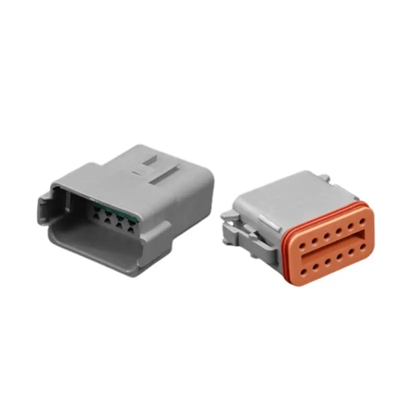VEHO-DT Series Waterproof Fixed Flange Connector 12 Pin Male Female Plug Socket For Truck Bus Automotive Wire 22-16AWG Wiring De