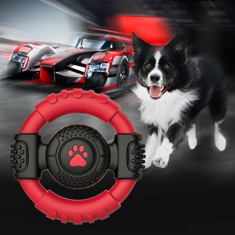 Nylon Rubber Pet Supplies Steering Wheel Squeaky Tough Dog Chewing Toothbrush Dog Teeth Cleaning Toy Pet Accessories