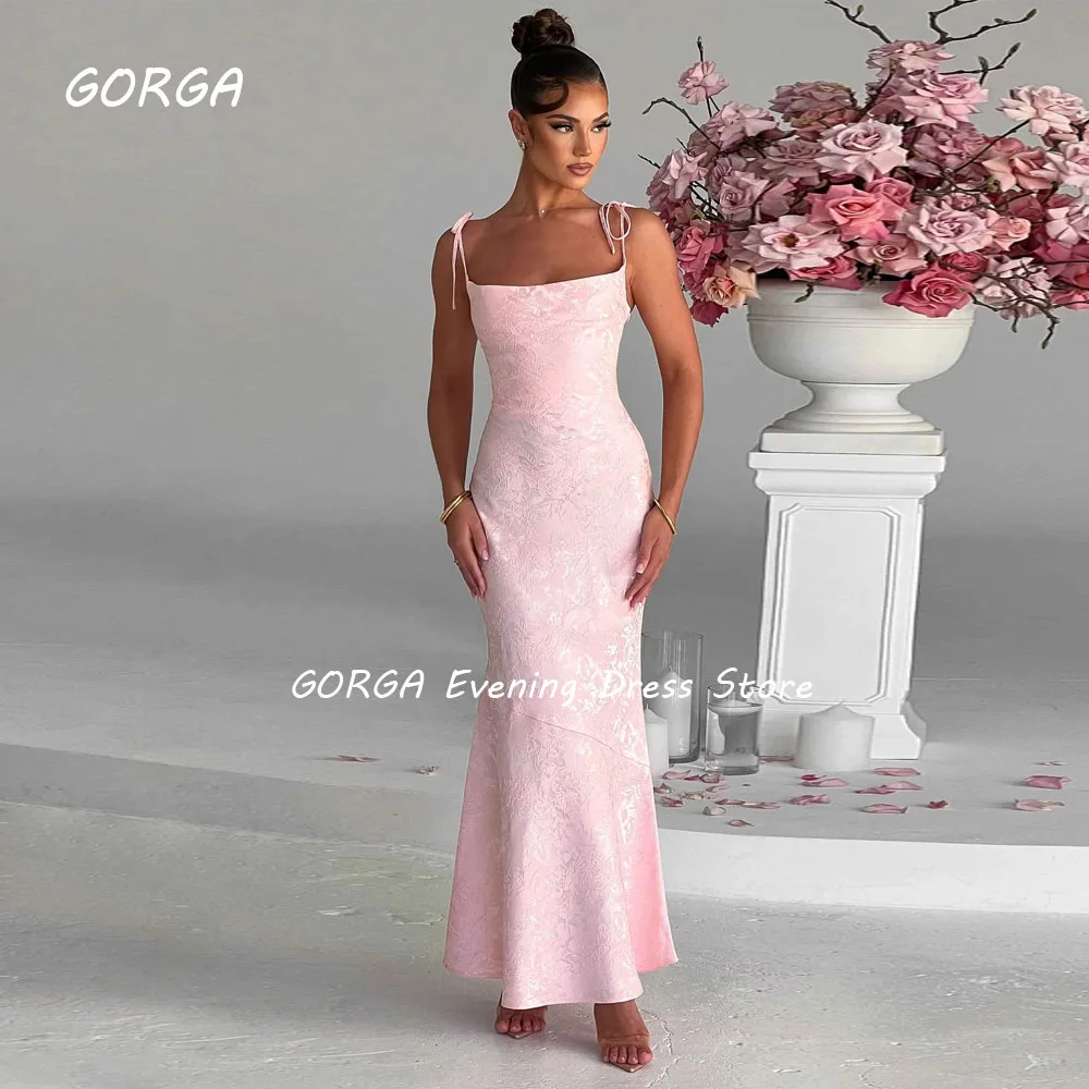 GORGA Sexy O-Neck Long Mermaid 2024 Slim Backless Satin Ocassion Gown Floor-Length Formal Evening Dress Party Dress