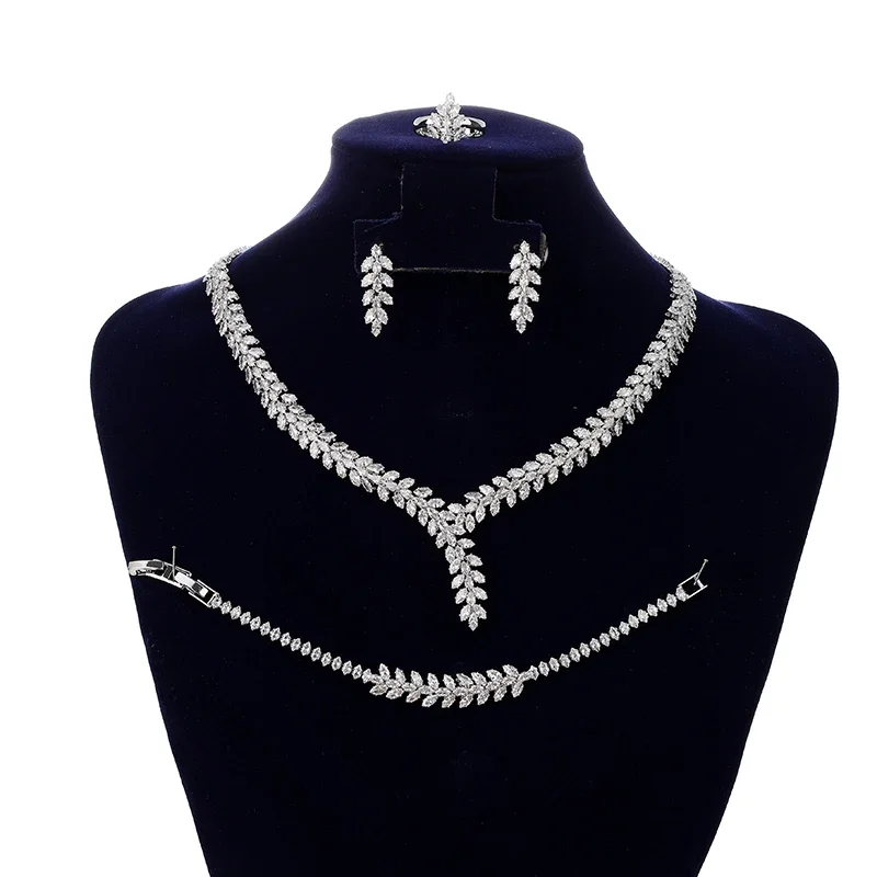 

Jewelry Set HADIYANA Fashion Luxury Elegant Necklace Bracelet Ring Earrings Cubic Zircon Engagement Party BN8550 Party Gifts