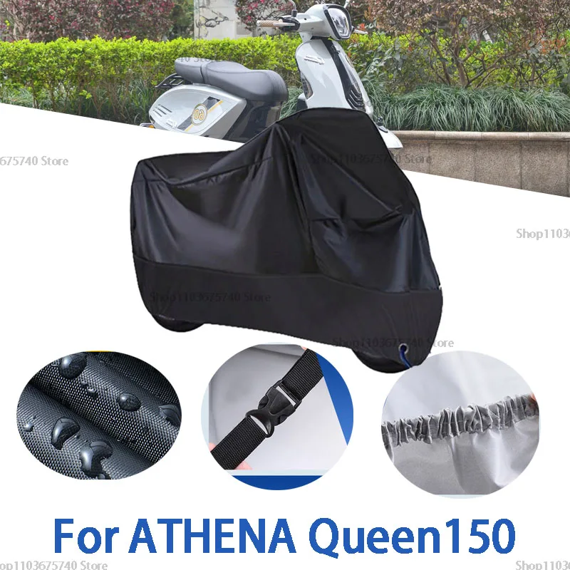 أغطية كاملة للدراجات النارية لسيارة ATHENA Queen150 في الهواء الطلق للحماية من الشمس والغبار بدون أذن سميكة ملحقات غطاء قماش أكسفورد