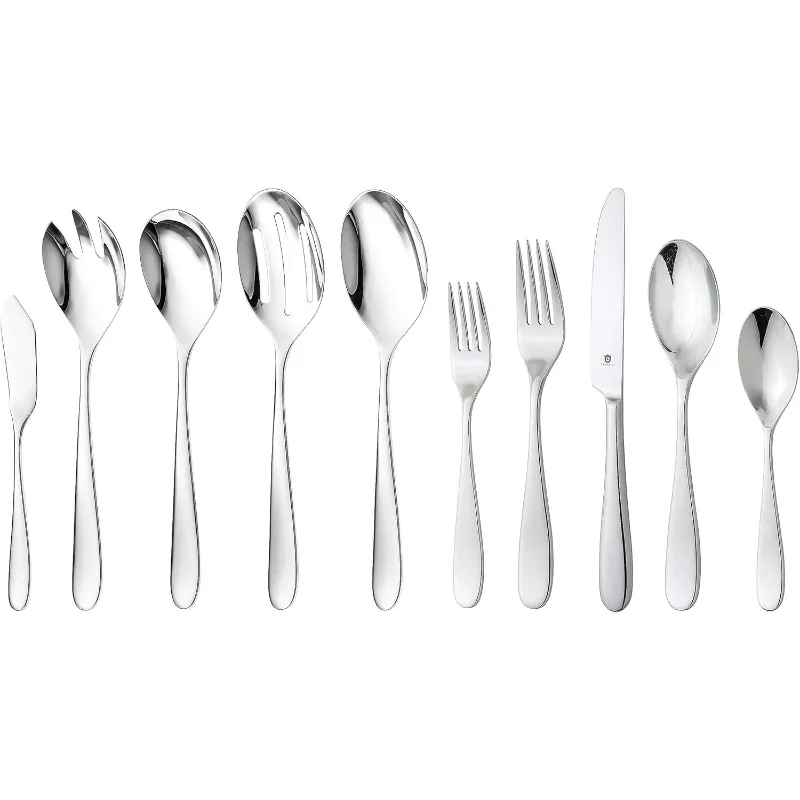 Danialli 45-Piece 18/10 Stainless Steel Silverware Cutlery Set With Serving Set, Flatware Service For 8, Built To Last