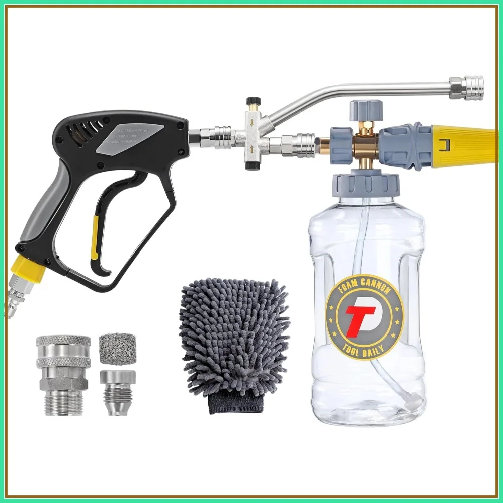 

Foam Cannon with Pressure Washer Gun, Dual Connector, Adjustable Soap Dispenser, 1.5L