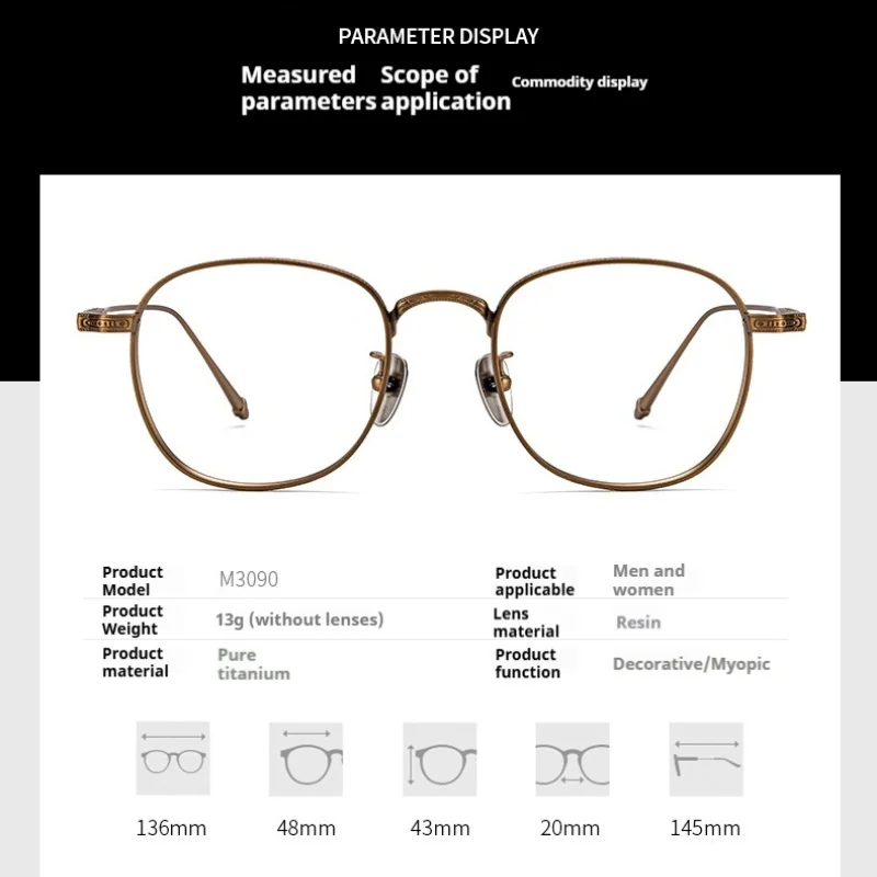 Gafas graduadas Retro talladas de alta calidad de titanio para hombres y mujeres con montura de gafas progresivas para miopía gafas ultraligeras