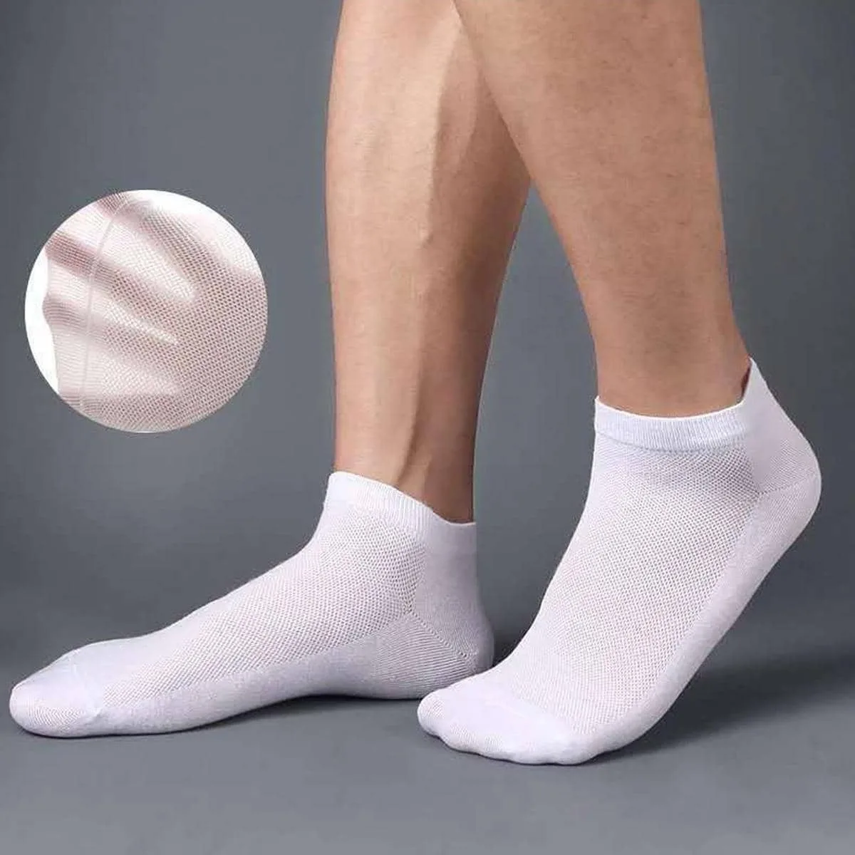 5pairs Mesh Eye Breathable Unisex Socks Ankle Sports Running Mid-calf Socks Pure Color Thin Low Top Men and Women Short Socks