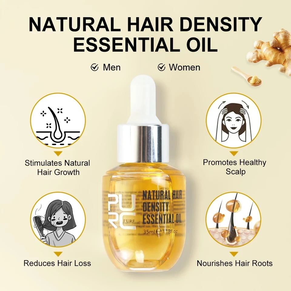 PURC Ginger Hair Growth Oil Hair Loss Treatment Fast Regrowth Serum Beauty Health Hair Growth Products for Men Women