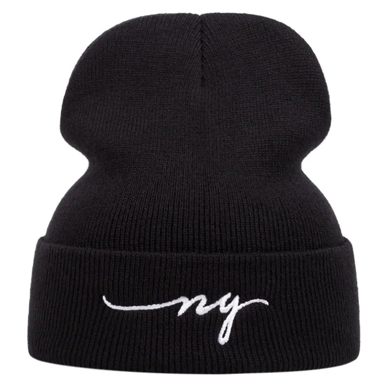 Ny letter embroidered knitted hat winter warm men's and women's outdoor woolen hats Fall and winter popular cold hat cover hat f