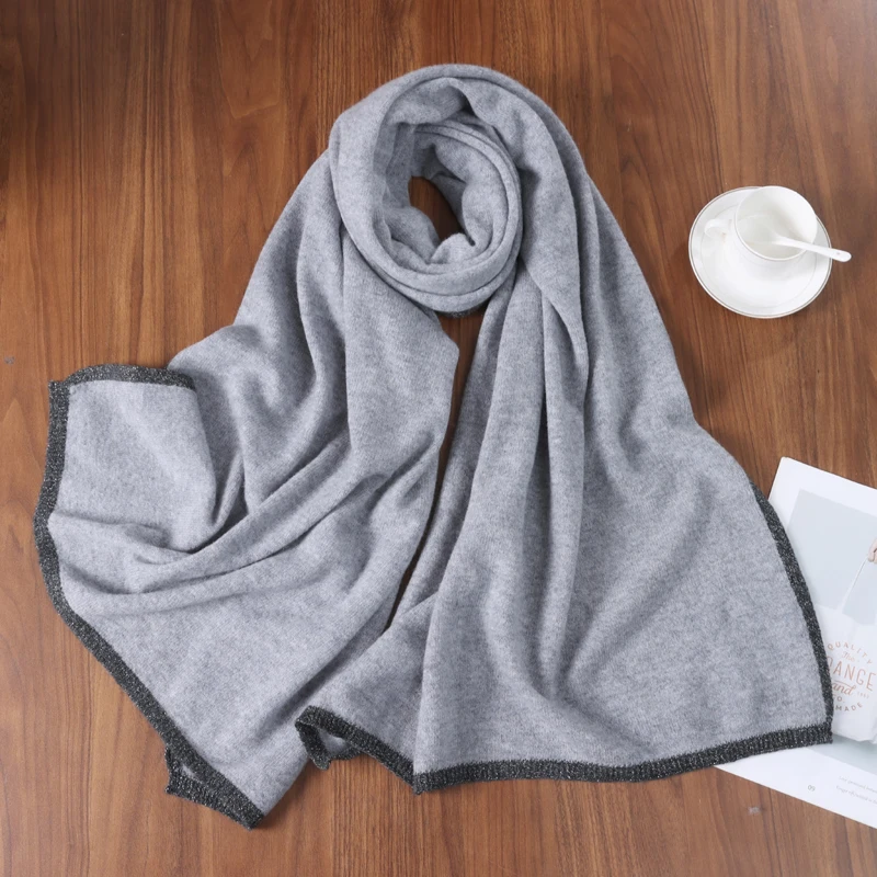Luxury 100% Wool Knitted Scarf Soft Warm Trim Winter Warm Shawl Wrap Fashion Accessory for Daily Wear Elegant Gift Choice