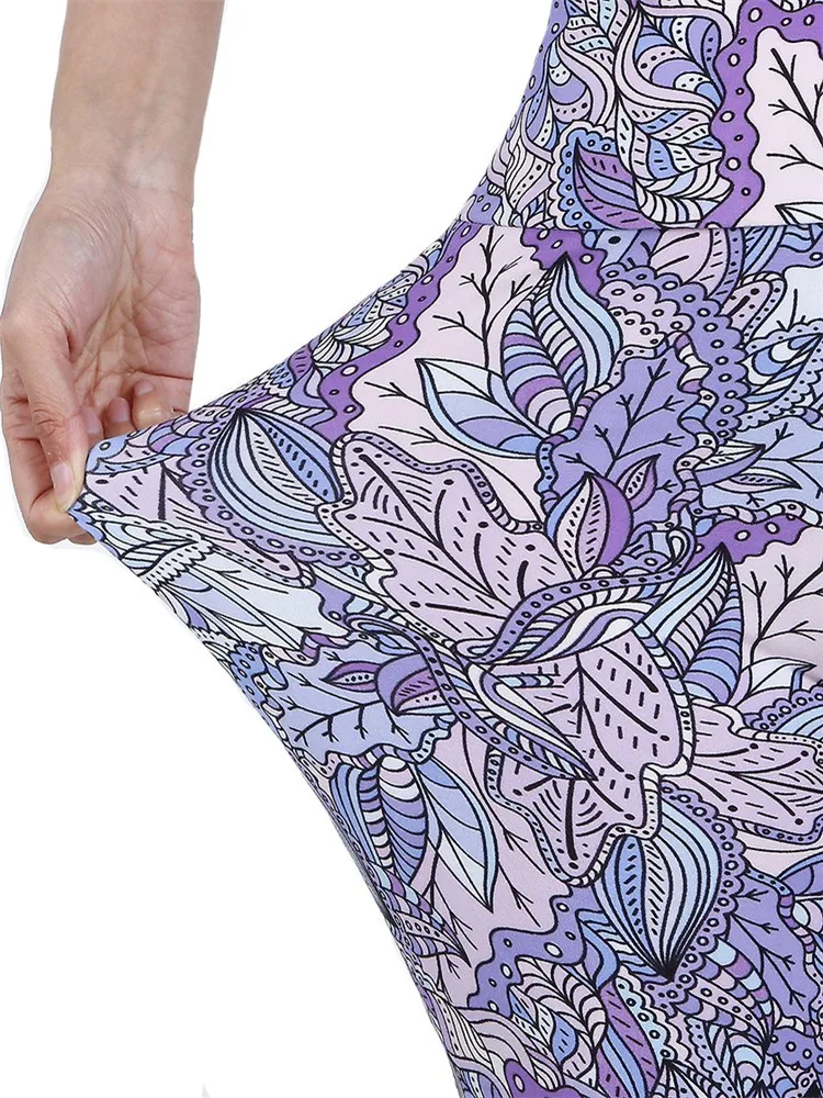 LJCUIYAO – Leggings d'entraînement à imprimé de feuilles, pantalons de Yoga pour femmes, taille haute, Sport, Sexy, mode Femme, Push Up, vêtements de Fitness