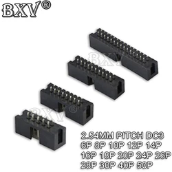 2.54 mm pitch dc3 through hole 6 8 10 12 14 16 20 26 30 34 40 50 pin straight male shrouded pcb idc socket box header jtag 10pcs