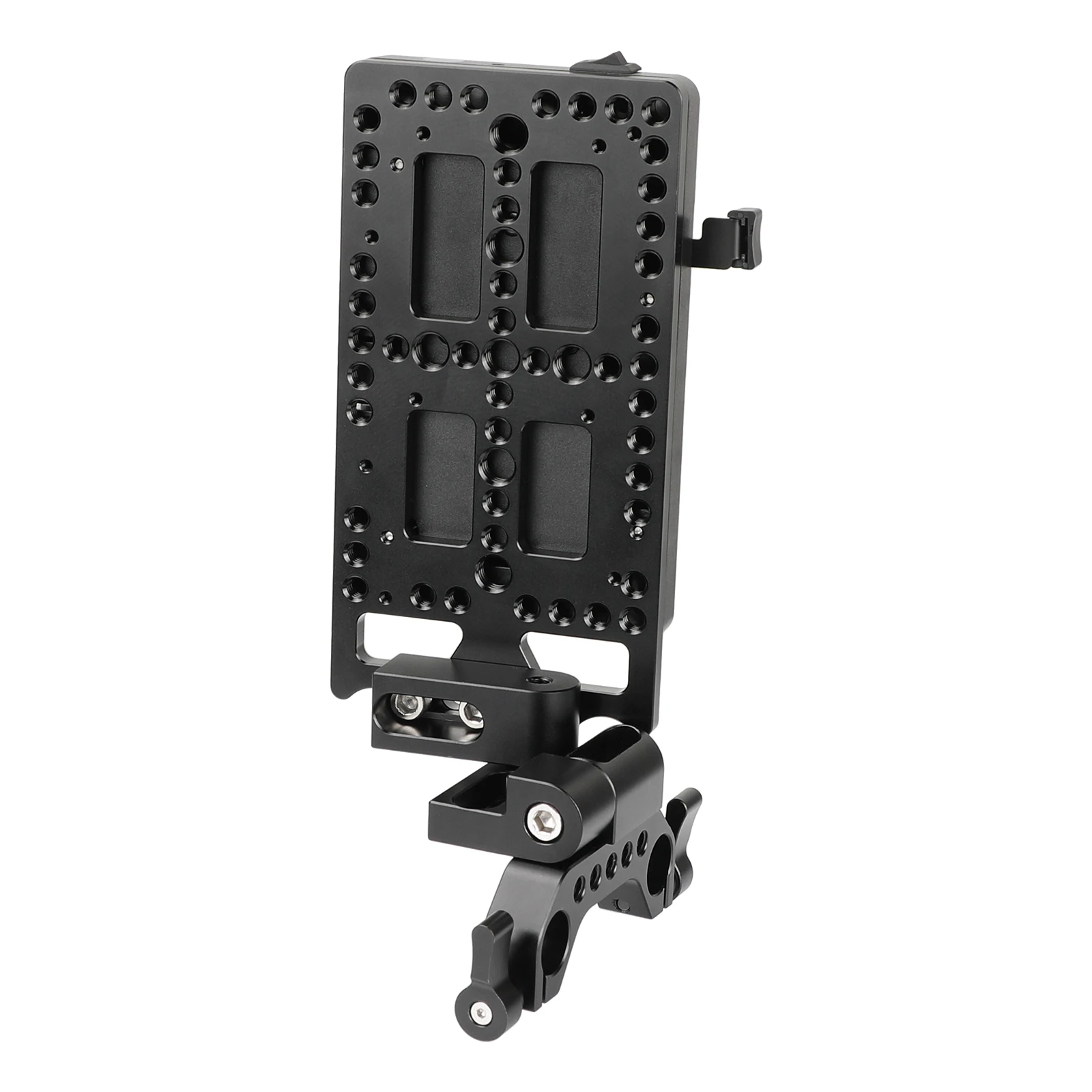 CAMVATE Quick Release V Mount Power Splitter Adapter W 90° Flip-open Adjustment Connector And 15mm Rail Clamp fr Camera Monitor