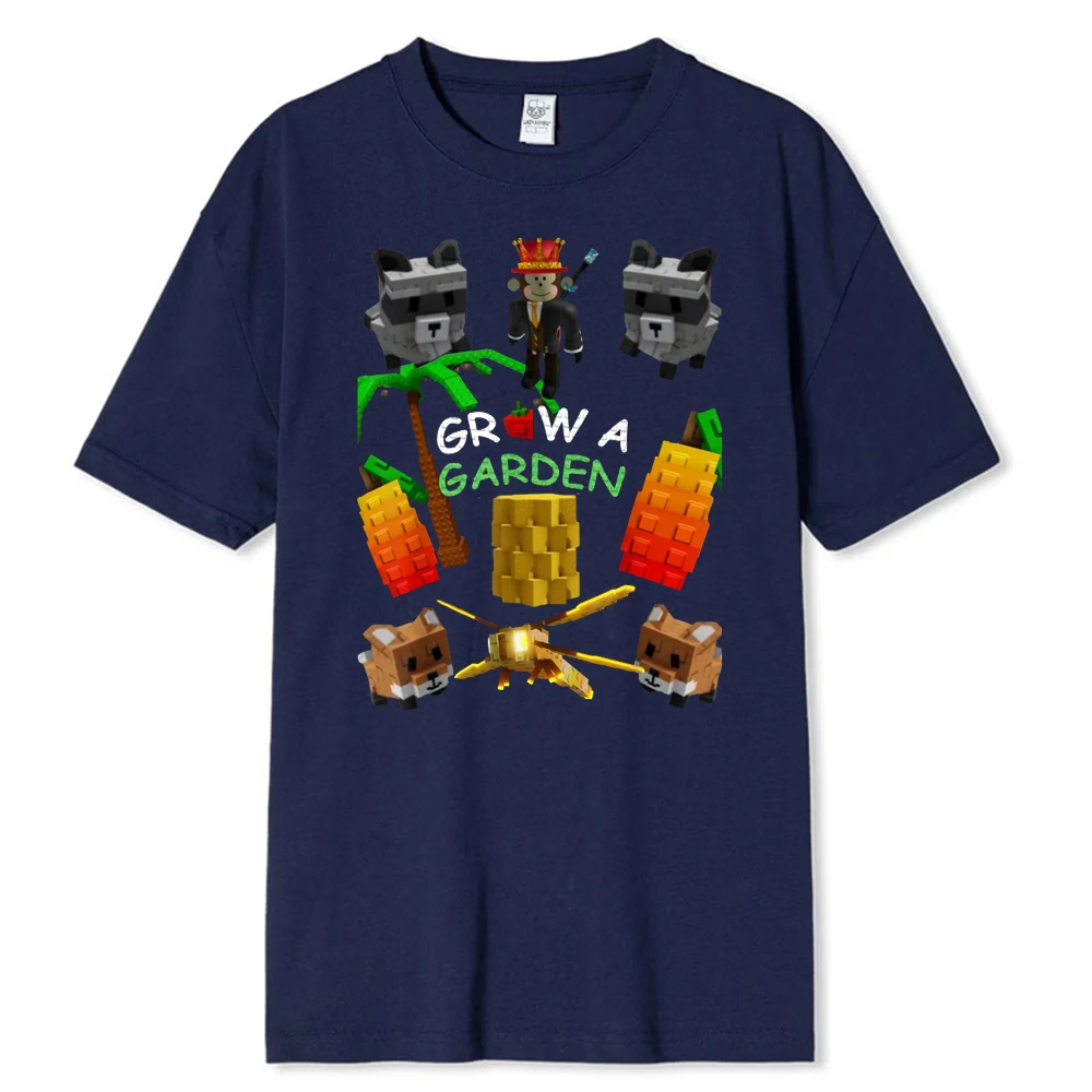 Grow A Garden Game Merch T-Shirt Farming Farm Game Cotton Retro Street Fashion Men's Shirt Short Sleeve Design Graphic T Shirts