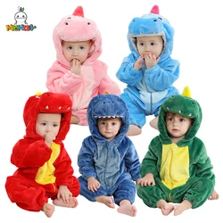 MICHLEY NEW Blue Dragon Baby Clothes Rompers Winter Costume Halloween Cartoon Jumpsuit Bodysuits Overall For Girl Boy Bebe 2-36M