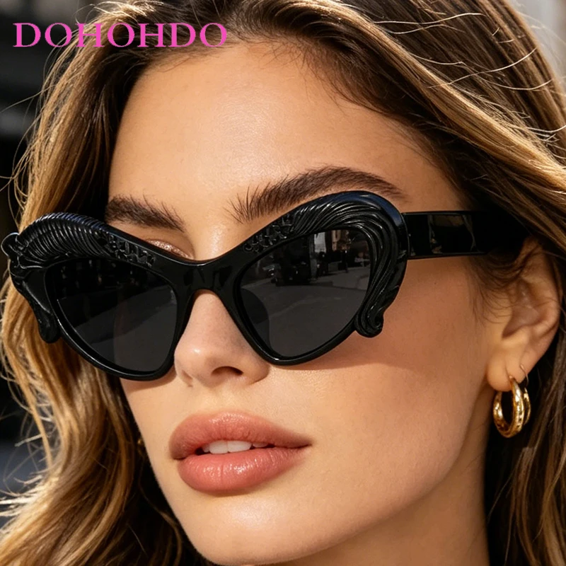 DOHOHDO 2026 The Latest Fashion Cat Eye Sunglasses Women Luxury Brand Hip Hop Decorative Party Sun Glasses Funny Gift Eyeglasses