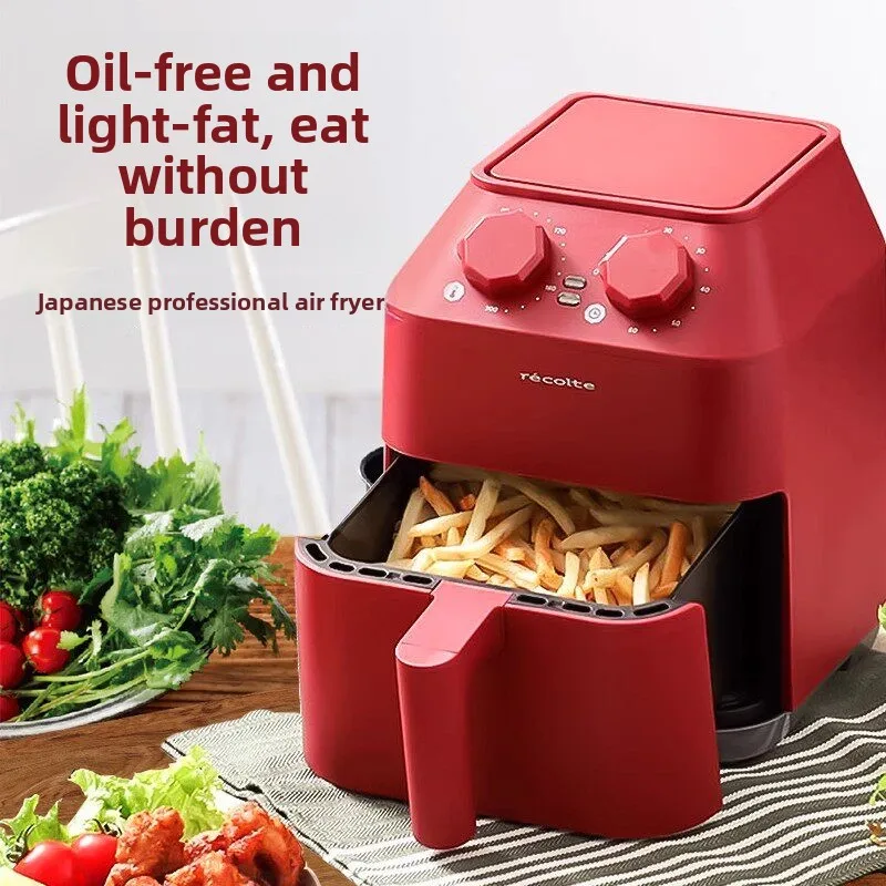 Retro Electric Air Fryer, Non-Stick Liner, Integrated Oven Design with Top Heating, Household Healthy Cooking Equipment