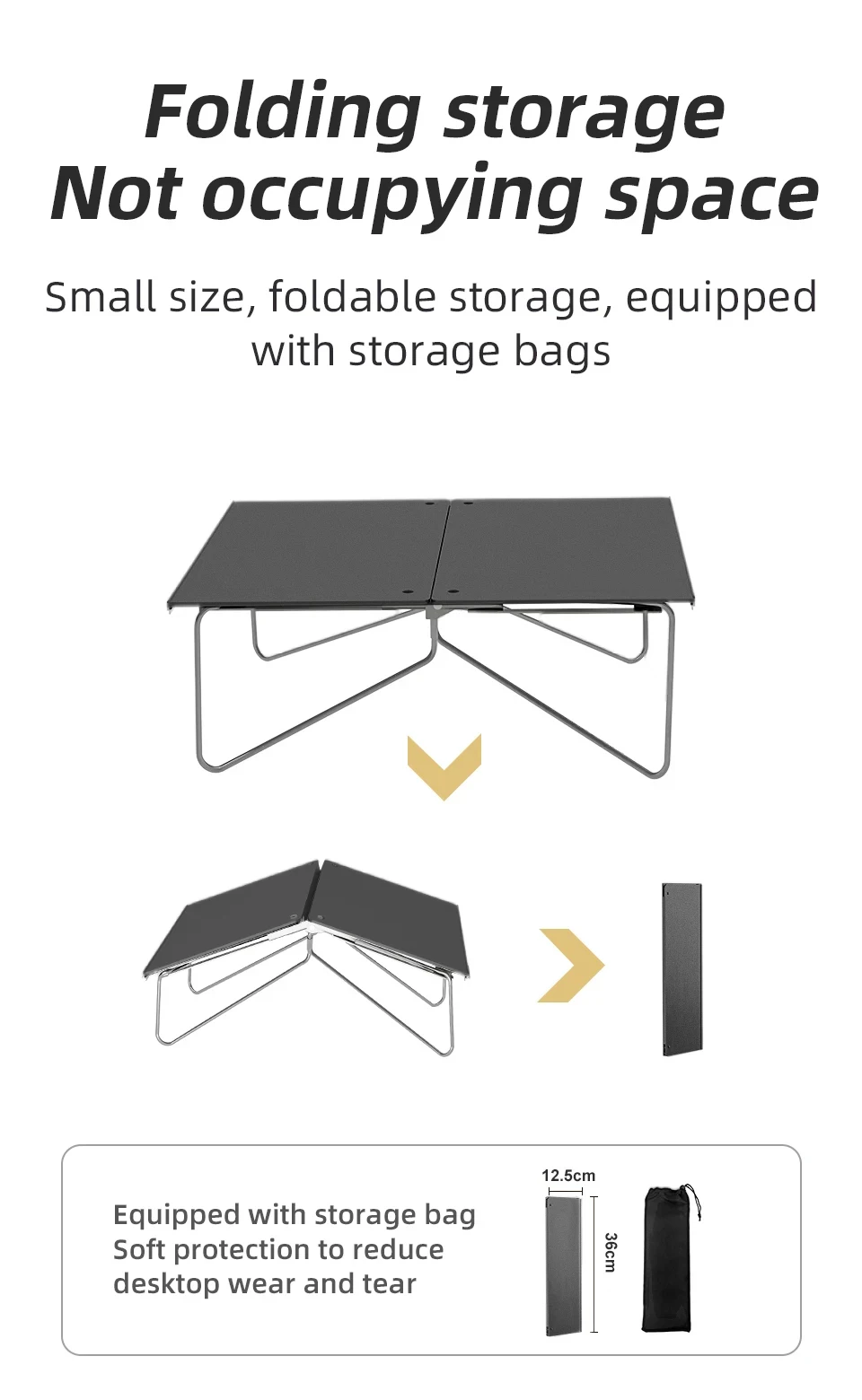 WESTTUNE Kompakter Mini-Campingtisch, tragbarer, ultraleichter, zusammenklappbarer Zelttisch aus Aluminiumlegierung, zusammenklappbarer Outdoor-Tisch zum Wandern – Detail 7