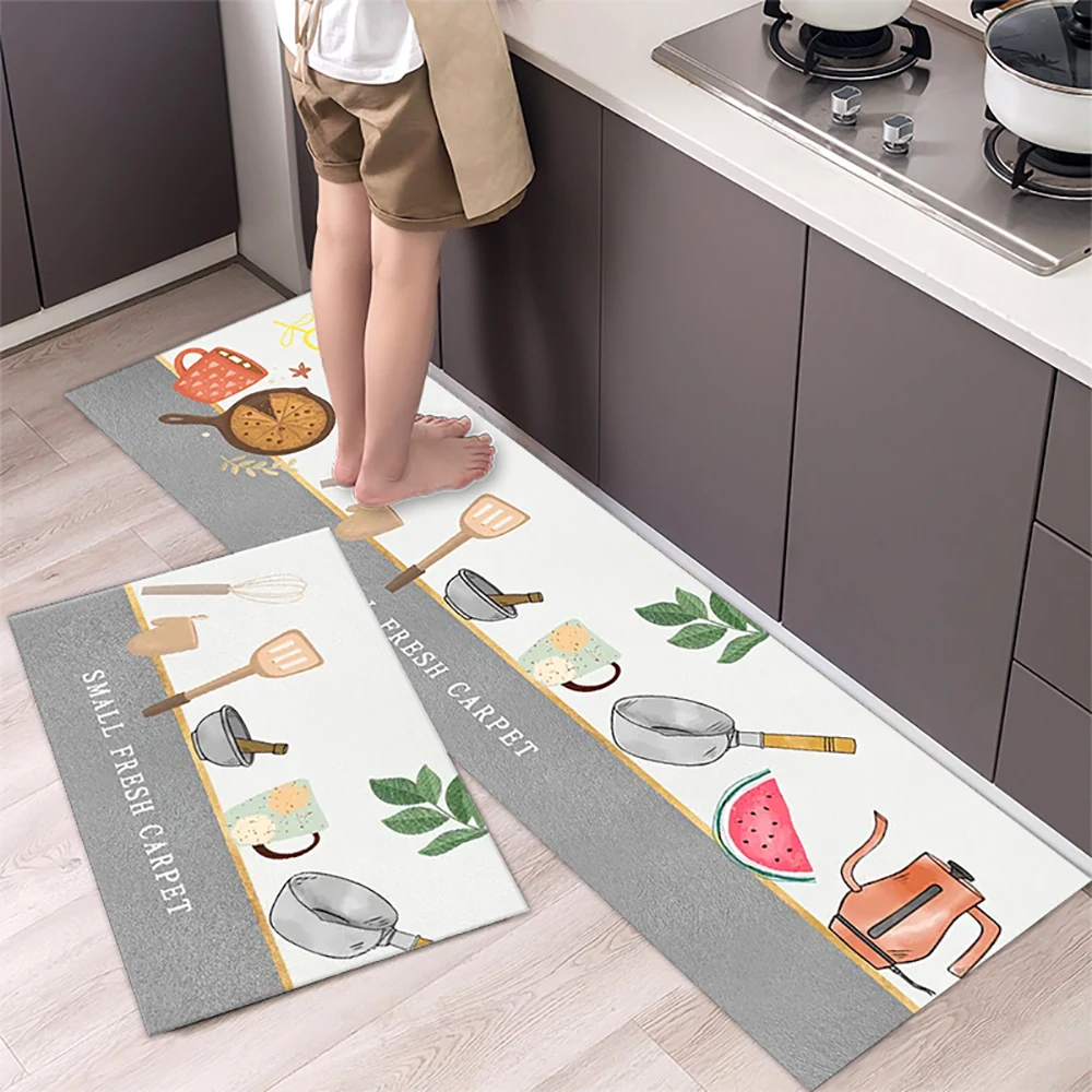 Non-slip Kitchen Mat Long Rugs Crystal Velvet Carpet for Living Room Absorbent Foot Mats Bedroom Doormat Alfombra Small Rugs