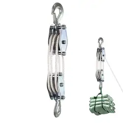 Rope Hoist Block And Traction System 6:1 Heavy Duty Rope Hoist 2200lbs Breaking Strength Heavy Duty Pulley For Hunting Garage