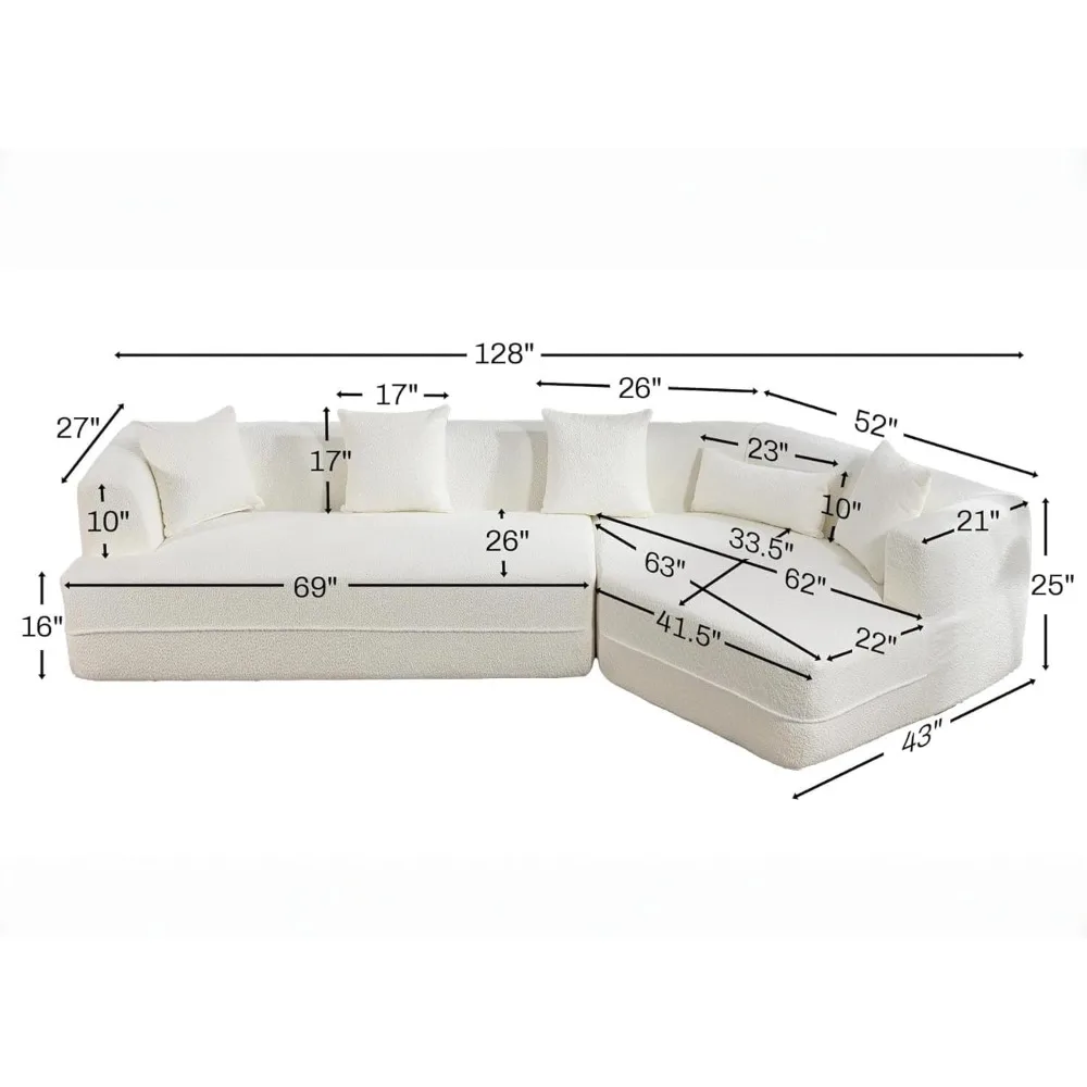 أريكة زاوية، أريكة بوكل مقسمة معيارية، أريكة عميقة مريحة على شكل سحابة، لا حاجة إلى تجميع أثاث غرفة المعيشة لغرفة المعيشة #2