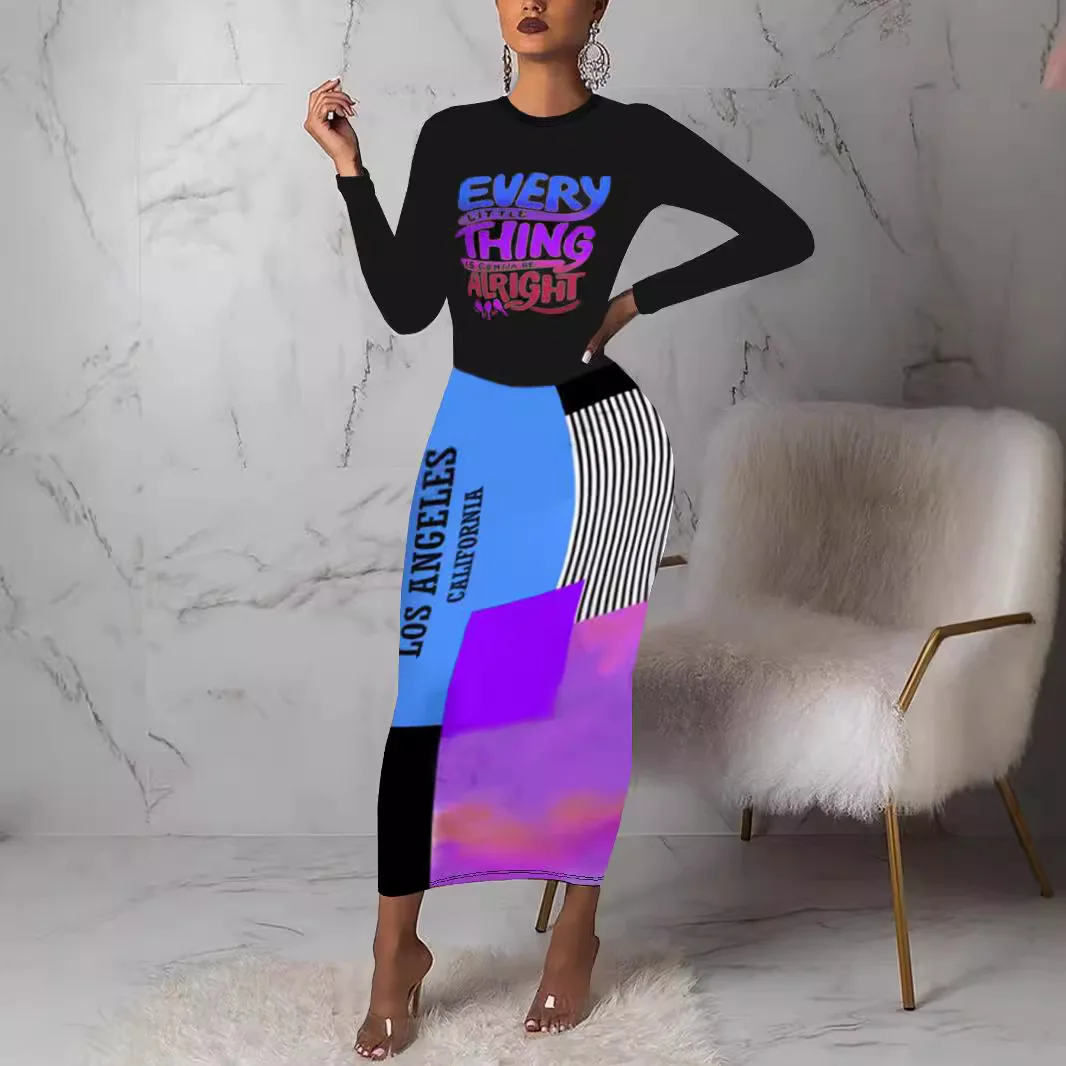 

Женское повседневное платье с длинными рукавами и принтом-надписями, модные ретро-модели 2026 года, новинка весенней коллекции