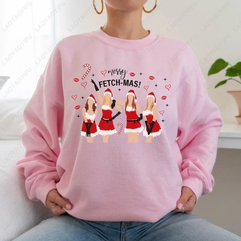 Merry Fetch-Mas يعني الفتيات عيد الميلاد البلوز الإبداعية تتجه الكلاسيكية الجمالية كول هوديي الرجال النساء نافيداد الدافئة البلوز #3