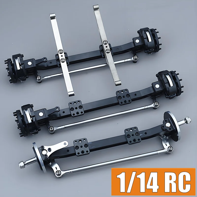 Eje delantero de metal para camión RC a escala 1:14 con rastrillo para SCANIA Tamiya 770S R620 para VOLVO ACTROS AROCS, piezas de bricolaje para coches a escala.