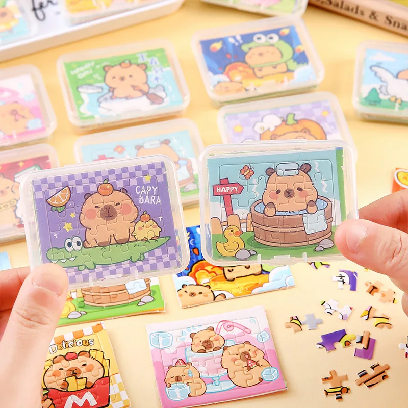 10 صناديق (50 قطعة) الكرتون الحيوان كابيبارا موضوع ورقة بانوراما الألغاز لعبة للأطفال حفلة عيد ميلاد تفضل بيناتا مكافآت المدرسة