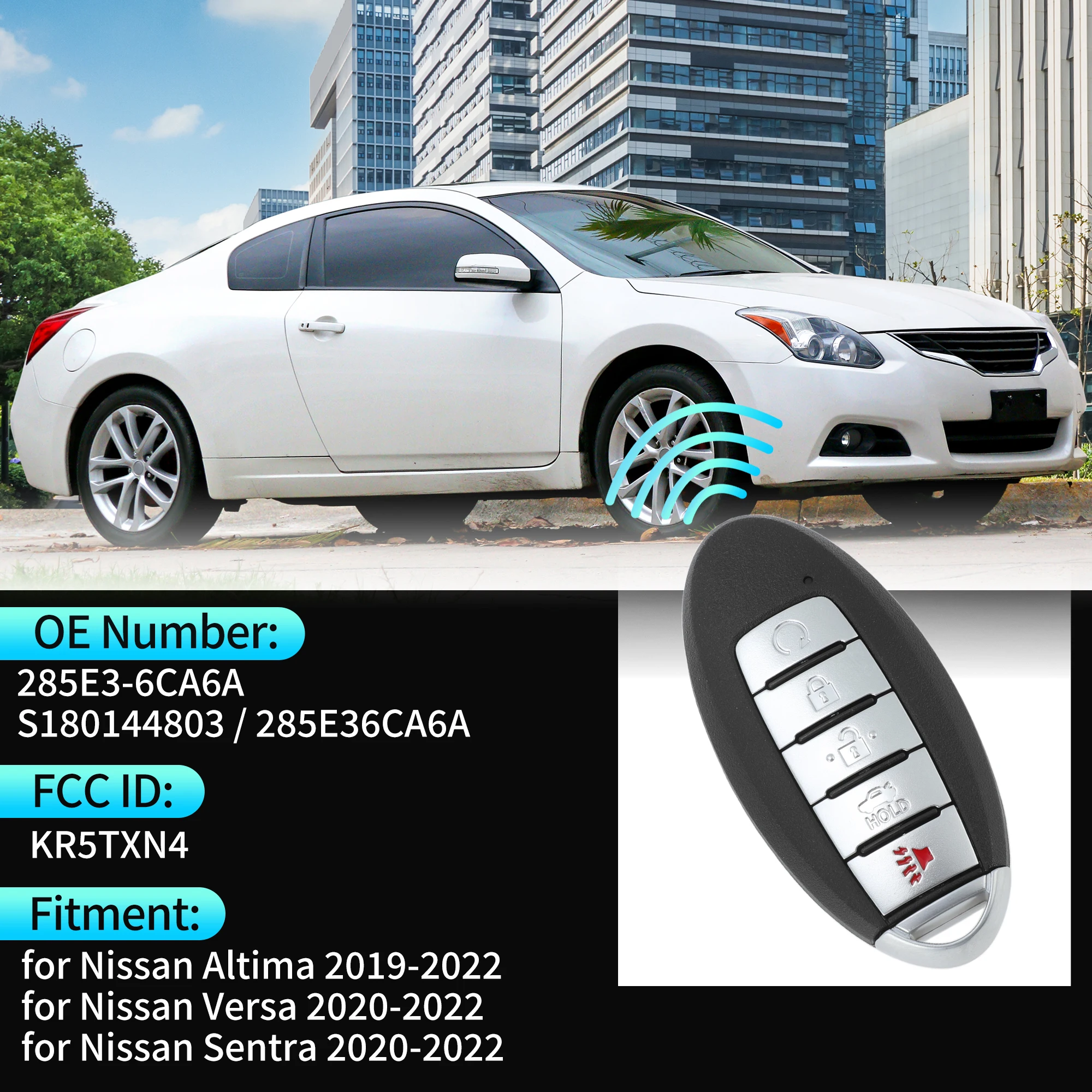 UXCELL KR5TXN4 433Mhz Keyless Entry Remote Key Fob for Nissan Altima Versa Sentra 20-22