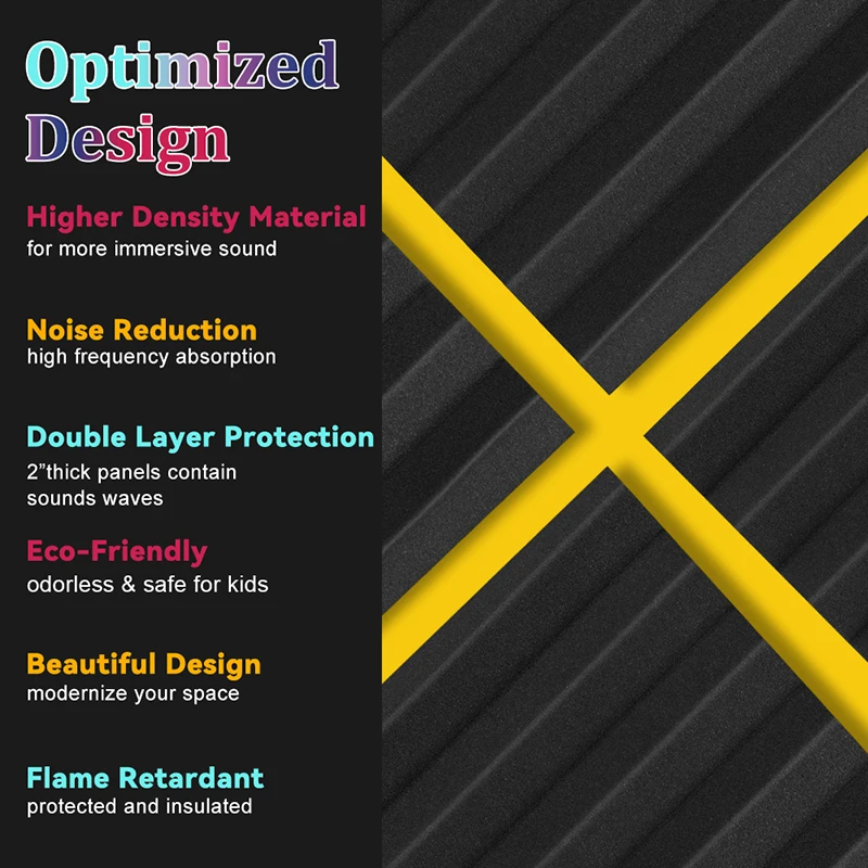 Schiuma fonoassorbente da Studio, isolamento insonorizzato in schiuma acustica per piastrelle a cuneo musicale, pannello di trattamento acustico, confezione da 12