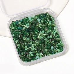 700 pz/scatola Drak Green Japanese Seed Beads Mixed Delica Round Glass Beads Multi-shapes Twist Bugle Tube per accessorio di abbigliamento