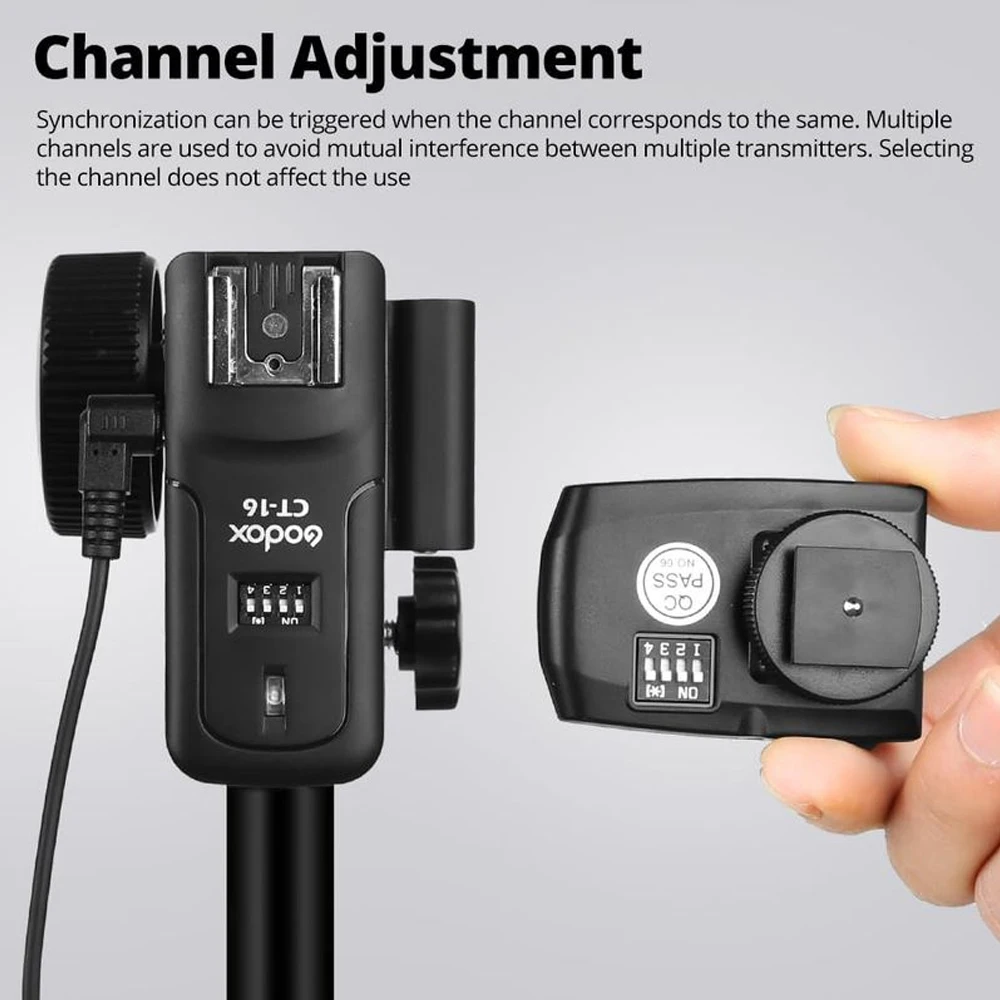 Godox CT-16 16 Channels Wireless Radio Flash Trigger Transmitter + 2x Receiver Set for Canon Nikon Pentax Studio Speedlite Flash view 2