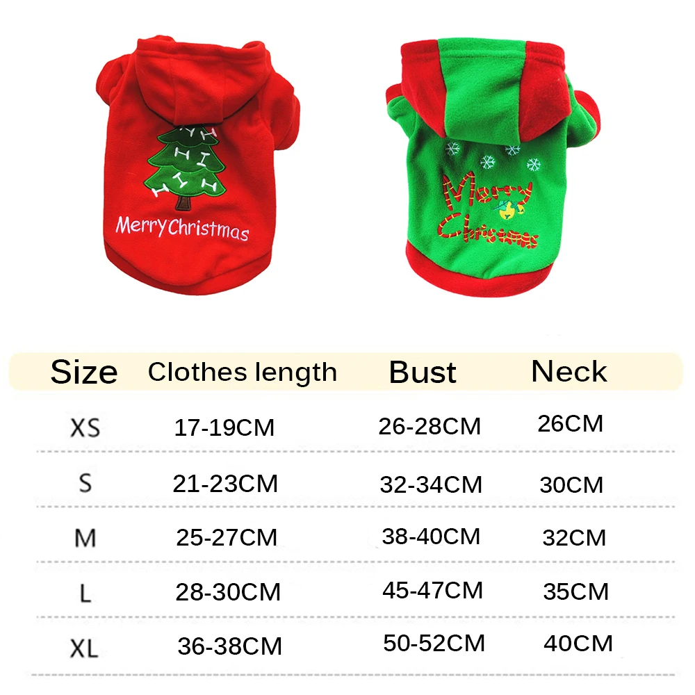 Christmas Hoodies Dog Clothes For Small Dogs Pet Xmas Costumes Fleece Vest Winter Warm Hooded Coat Clothing Cute Puppy Outfit