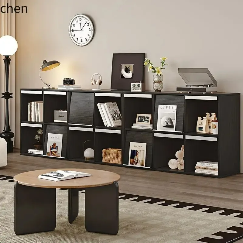 Solid Wood Bookshelf Wall-Mounted Storage Free Combination Grid Storage CabinetN9