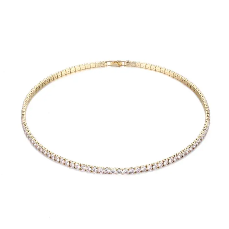 Zircon-Inlaid Row Necklace Hip-Hop Multi-Specification Tennis Chain Cross-Border Jewelry