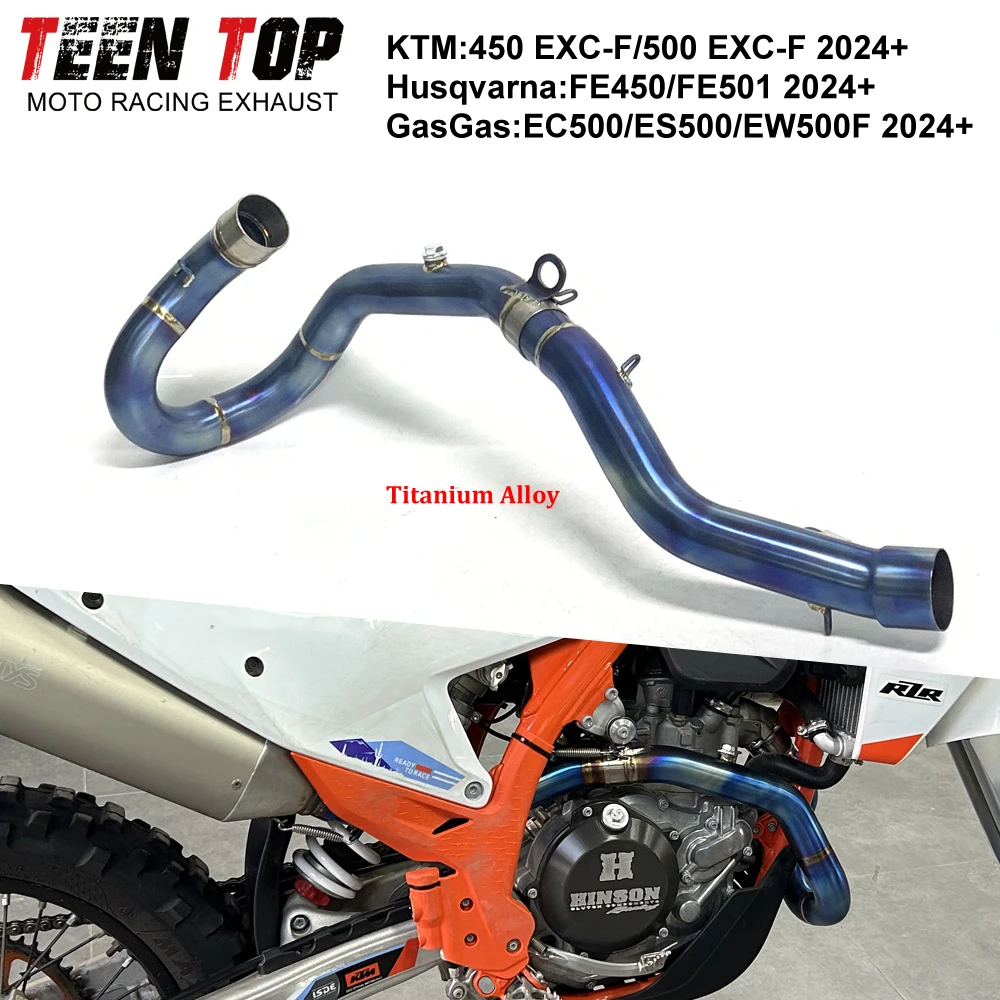 For KTM 450/500 EXC-F Exhaust Elbow Offroad Bike Titanium Alloy Front Link Pipe For Husqvarna FE450/FE501 2024+Connect Tube