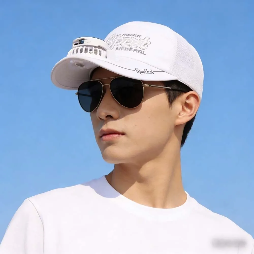 

Portable Solar Powered Fan Baseball Cap 300mA Embroidered Letters Rechargeable Fan Hat Breathable Long-lasting