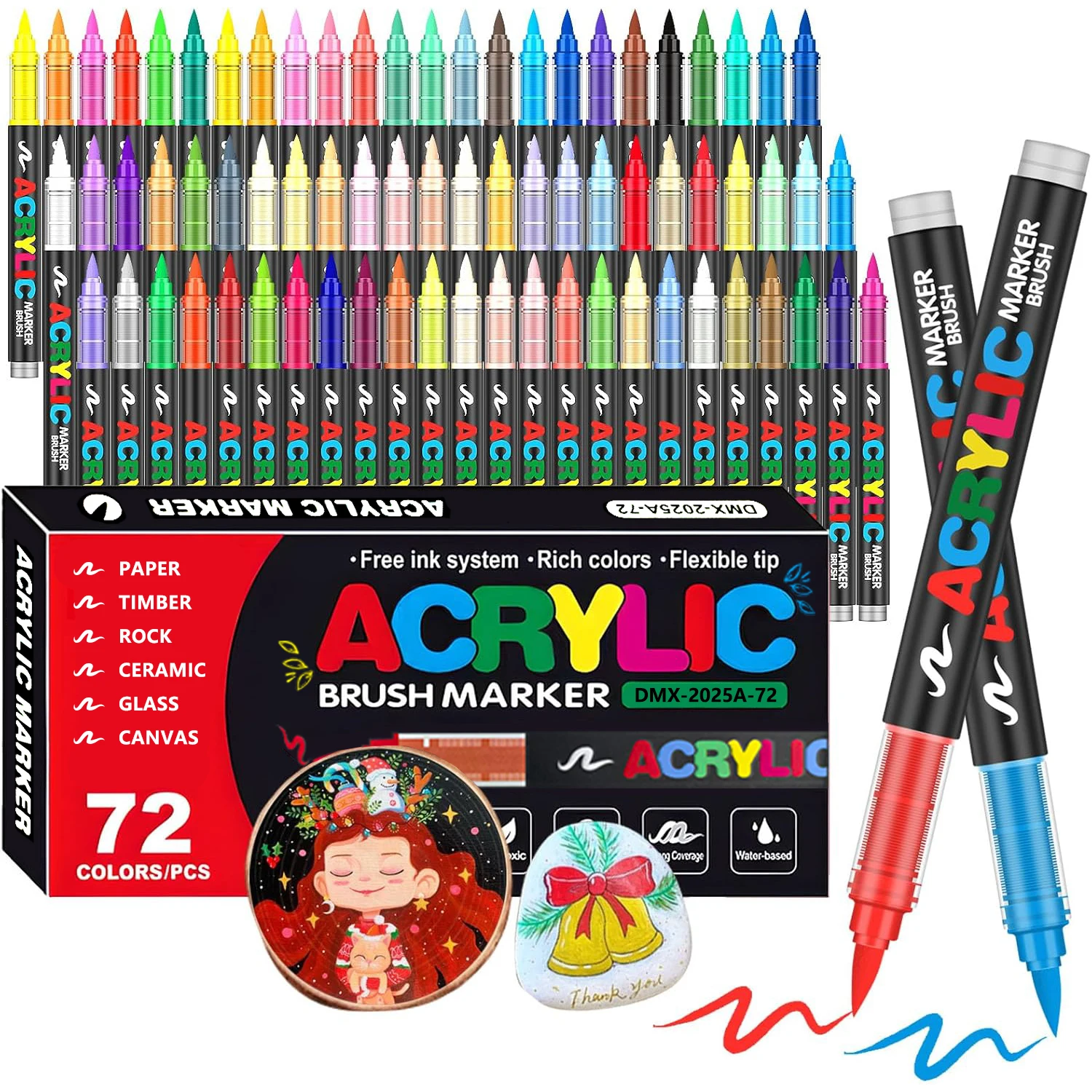 12-366 kleuren acrylverfmarker Waterdichte acrylborstelmarker Professionele acrylmarker Set DIY-kleurkunstbenodigdheden