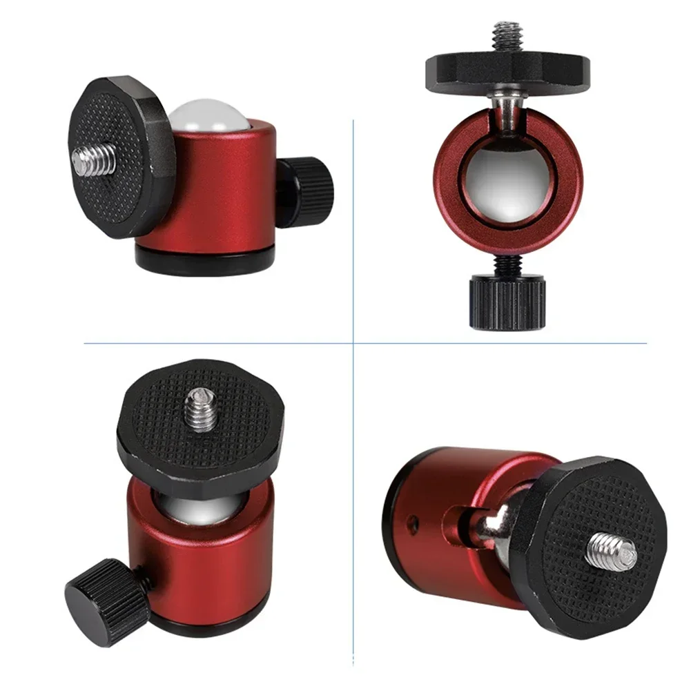 Mini Tripod Ball Head Adapter Angle Adjustable Direction Aluminum Alloy 1/4in Screw Instrument Parts For DSLR Camera Mic Stand