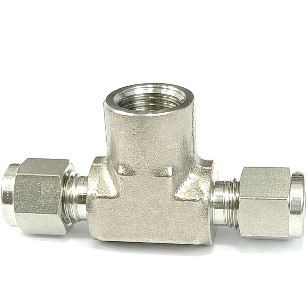 

1/4" NPT Female Tube OD Compression Union Tee 3 Wasy SUS316L Stainless Steel Pipe Fitting Connector 3000 PSI