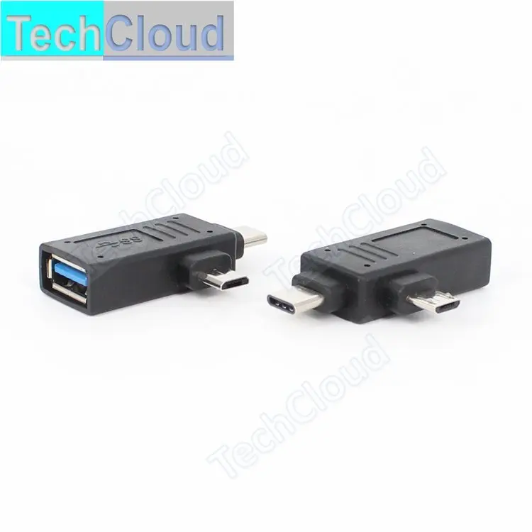 2 in 1 Type c Micro USB OTG Adapter for Smartphone Fire Stick TV Snes Mini Classic Nes with Power Supply Left Right Angled