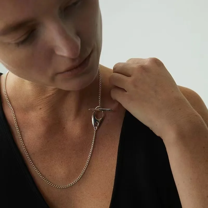 

Jenny&dave Advanced Collarbone Chain Black Single Bead Silver Necklace Obsidian Collarbone Chain Jewelry Necklace Necklaces