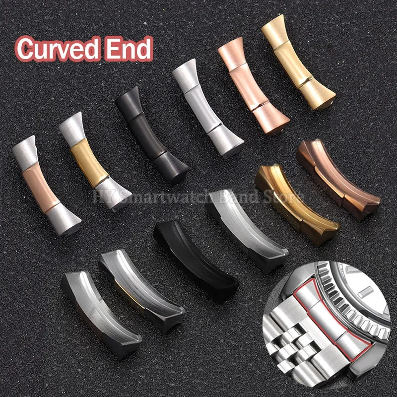 

2 шт., изогнутый конец из нержавеющей стали, 20 мм для Rolex, Daytona, для Water Ghost, резиновый браслет, аксессуары для бесшовного соединения