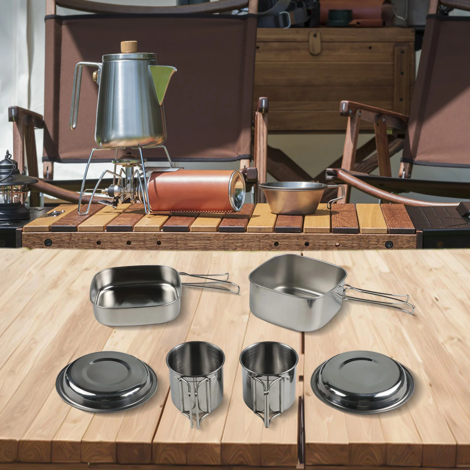 

Hiking Cookware Outdoor Eating Utensils 2 Cups And 2 Plates Set Equally Heated Cookware Hiking Cooking Utensils Set