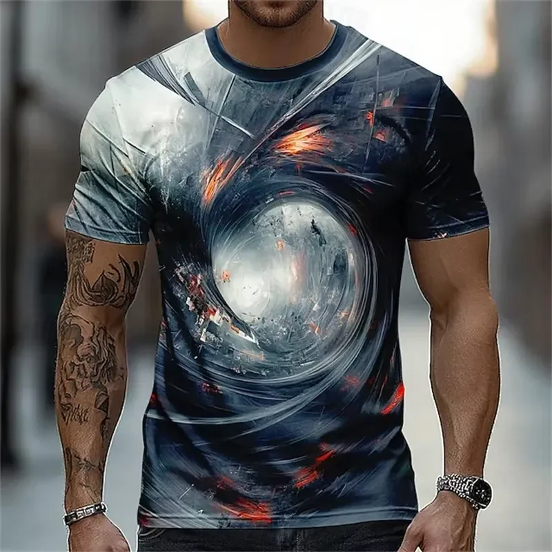 2026 Optical Illusion 3D Printed Short Sleeve Round Neck T-Shirt for Men and Women Unisex Casual Party Wear Comfortable