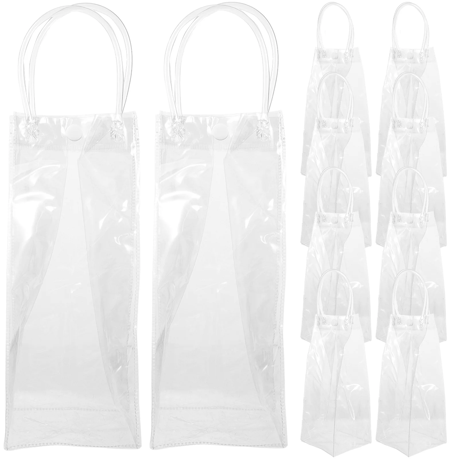 10 PCS PVC Clear Gift Bags Reusable Shopping Tote Elegant Bottle Buckle Multi Function Party Household Packaging Portable