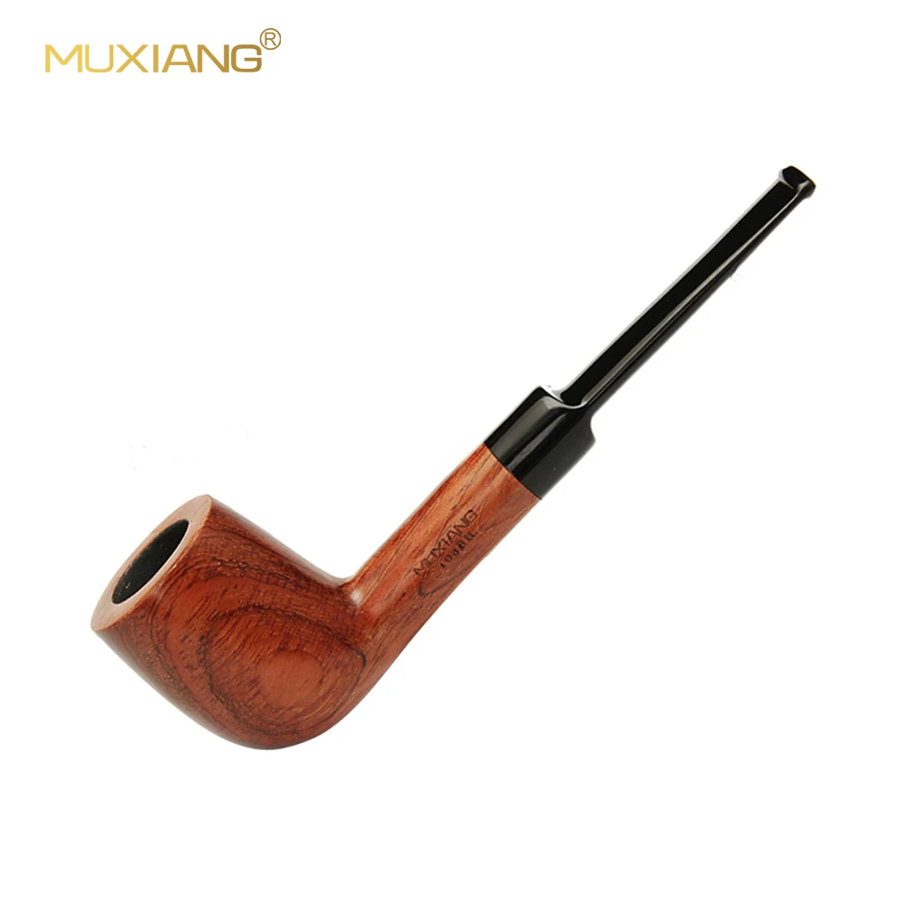 MUXING Billiard Shape Sandalwood Pipe Tobacco Solid Wood Pipe Straight Handle Saddle Type Acrylic Pipe Handle Length 151mm